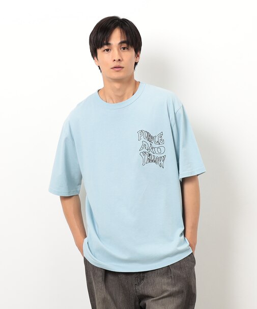 バック&胸刺繍ウェーブロゴ半袖Tシャツ