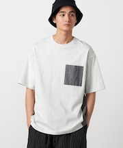 バックプリント 布帛切り替えTシャツ