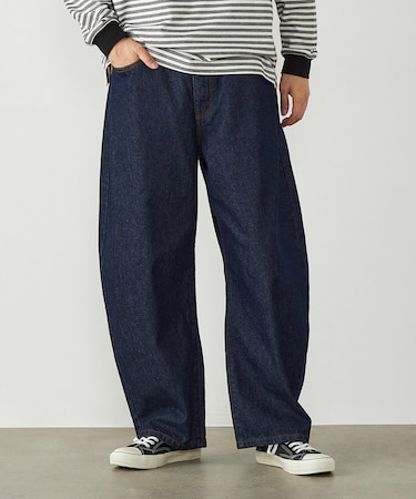 デニム バレルレッグパンツ