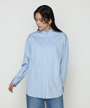 〔 TALLサイズ 〕 コットンサテンオルタージュ ロングシャツ