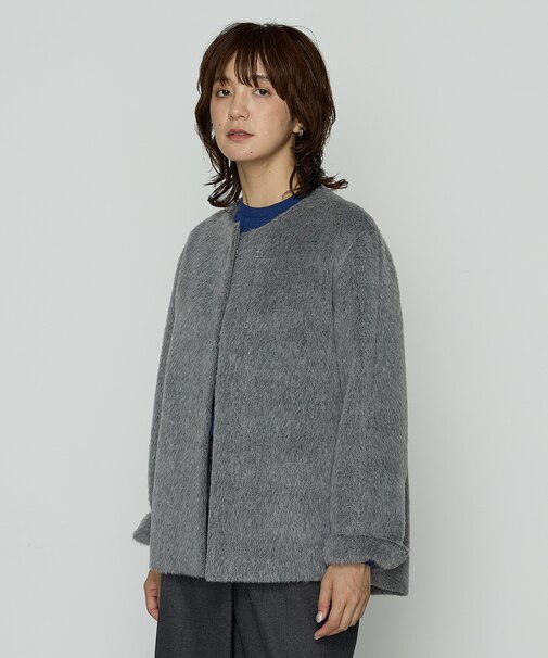 〔 Sサイズ 〕 アルパカシャギー ノーカラージャコット