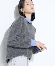 アルパカ混 レイヤード風プルオーバー
