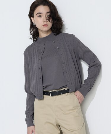 〔 Sサイズ 〕 コットンダルストレッチ ケーブルカーディガン