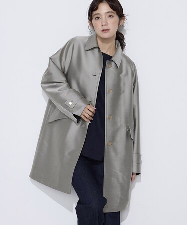 〔 Sサイズ 〕 シルクチェック コンバーチブルステンカラーコート