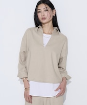 〔 TALLサイズ 〕 トリアセスラブストレッチ アンサンブルプルオーバー