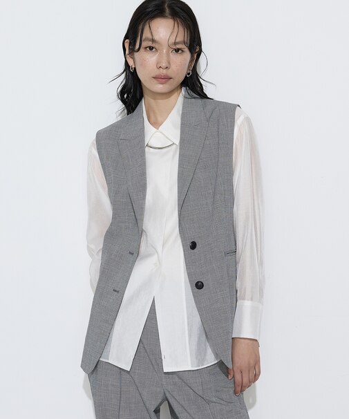 〔 TALLサイズ 〕 ストレッチミニ千鳥 ジレ