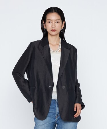 《セットアップ対応》リネン×シルクツイル テーラードジャケット