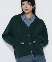 〔+サイズ〕コットンポリエステル Vネックカーディガン