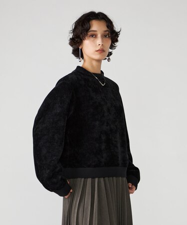 モールヤーン二重織 クロップドスウェット