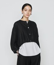 麻調合繊 レイヤードブルゾン