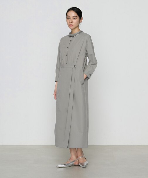 ストレッチタフタ シャツドレス