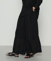 ジャカードボーダー タックワイドパンツ
