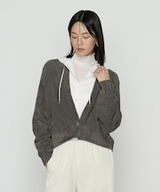 〔 +サイズ 〕 ストレッチモール マシュマロニットショートカーディガン