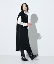 〔 +サイズ 〕 ケーブルニットベスト付き ワンピース