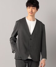 【裏起毛】サテン ノーカラージャケット
