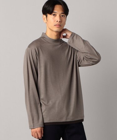 ウール天竺 モックネック長袖Tシャツ