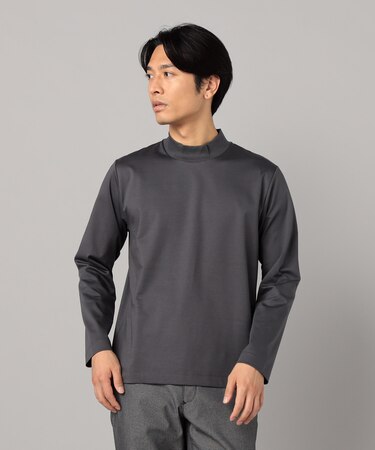 シルキーポンチ モックネック長袖Tシャツ