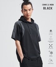 【吸水速乾・接触冷感】【COMME CA MEN BLACK】アクティブドライ フーディー