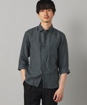 〔LIBECO 〕リネンブロード 7分袖レギュラーカラーシャツ