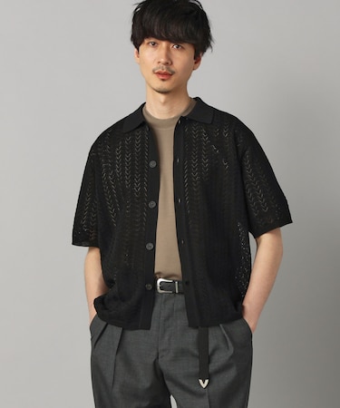 メッシュ半袖 ニットシャツ