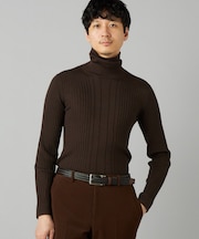 ランダムリブ タートルネックニット