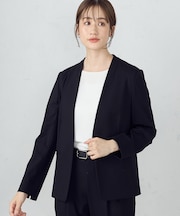 【セットアップ対応/洗える】ジャージー ノーカラージャケット