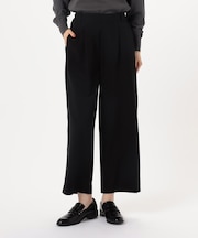 【美しいベーシックパンツ】ポリエステルレーヨン ストレッチワイドパンツ