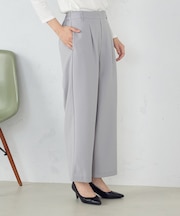 【美しいベーシックパンツ】ポリエステルレーヨン ストレッチワイドパンツ