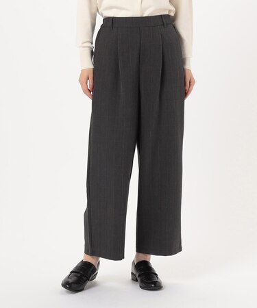 【美しいベーシックパンツ】ポリエステルレーヨン ストレッチワイドパンツ