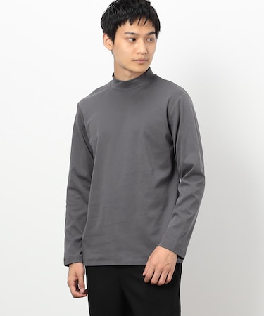 コットンスムース モックネックTシャツ (長袖)