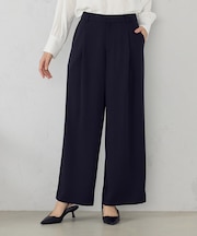 【セットアップ対応】ポリエステルツイル タックワイドパンツ