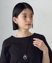 プラスチックパール&オーバルパーツ スライドネックレス