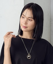 プラスチックパール&オーバルパーツ スライドネックレス
