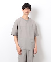 【セットアップ対応】リネンライク ポリエステル 布帛Tシャツ