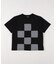 ギンガムチェック使い パッチワーク半袖Tシャツ