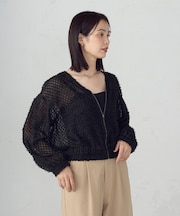フリンジシアー ジップアップブルゾン