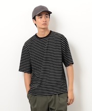 リップルジャージー 細ボーダー Tシャツ