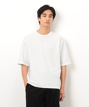 リップルジャージー 細ボーダー Tシャツ