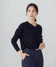【マシンウォッシャブル】ベーシックVネックニット