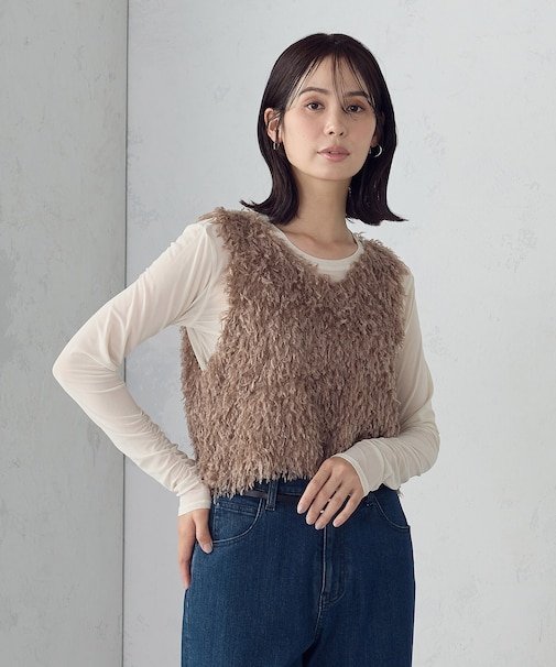 【セットアイテム】フリンジベスト＋シアーインナー