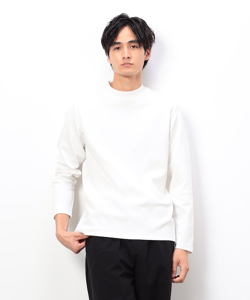 抗菌加工 スムース モックネックTシャツ