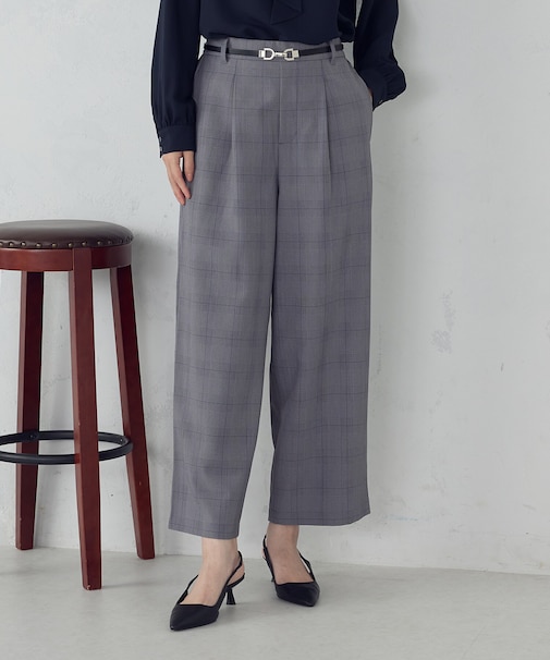 【美しいベーシックパンツ】ポリエステルレーヨンストレッチ ワイドパンツ