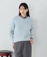 【ウォッシャブル】シャギー Vネックニット