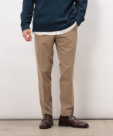 【スマートベーシックパンツ】両面起毛 ストレッチツイル テーパードスラックス