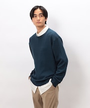 日本の色 ワイドリブクルーネックニット
