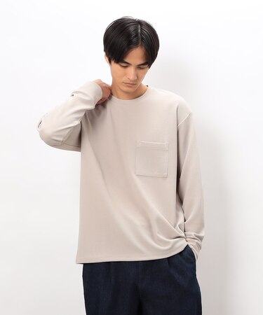 膨れジャカード 長袖 Tシャツ