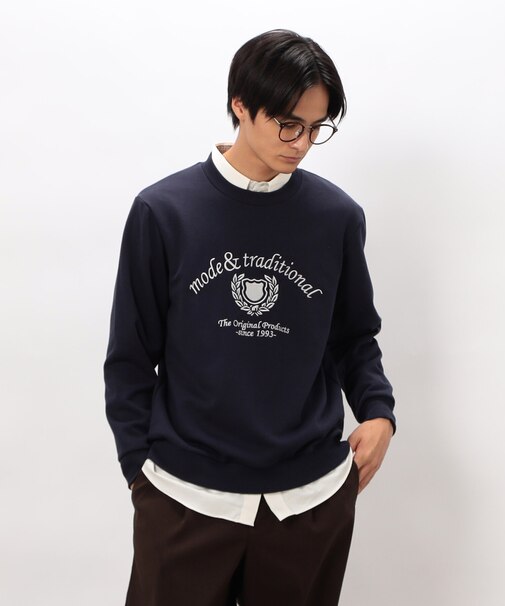 カレッジロゴ 刺繍プルオーバー