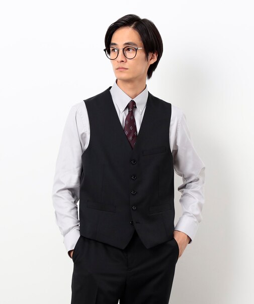 【セットアップ対応】ポリエステル ウール ギャバ ベスト