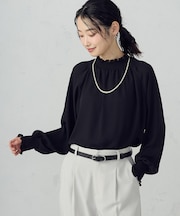 ポリエステルジョーゼット シャーリングブラウス