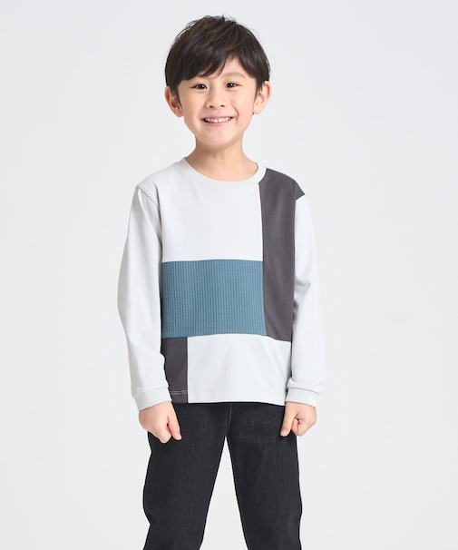 ブロッキング長袖Tシャツ